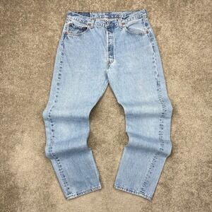 Vintage 90s Levi's 501xx Light Wash Button‎ Fly Denim Jeans 36x34 (Fits 32x33)
